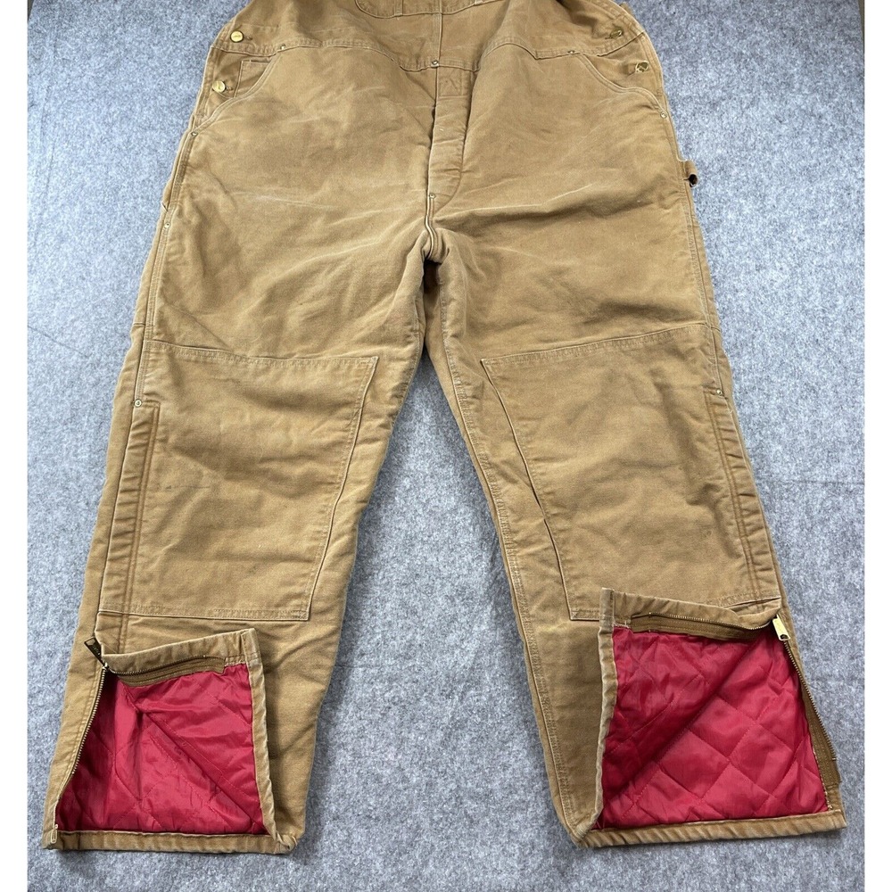 Carhartt Duck Bib Insulated Overalls Double Knee Canvas 48x29 BRN